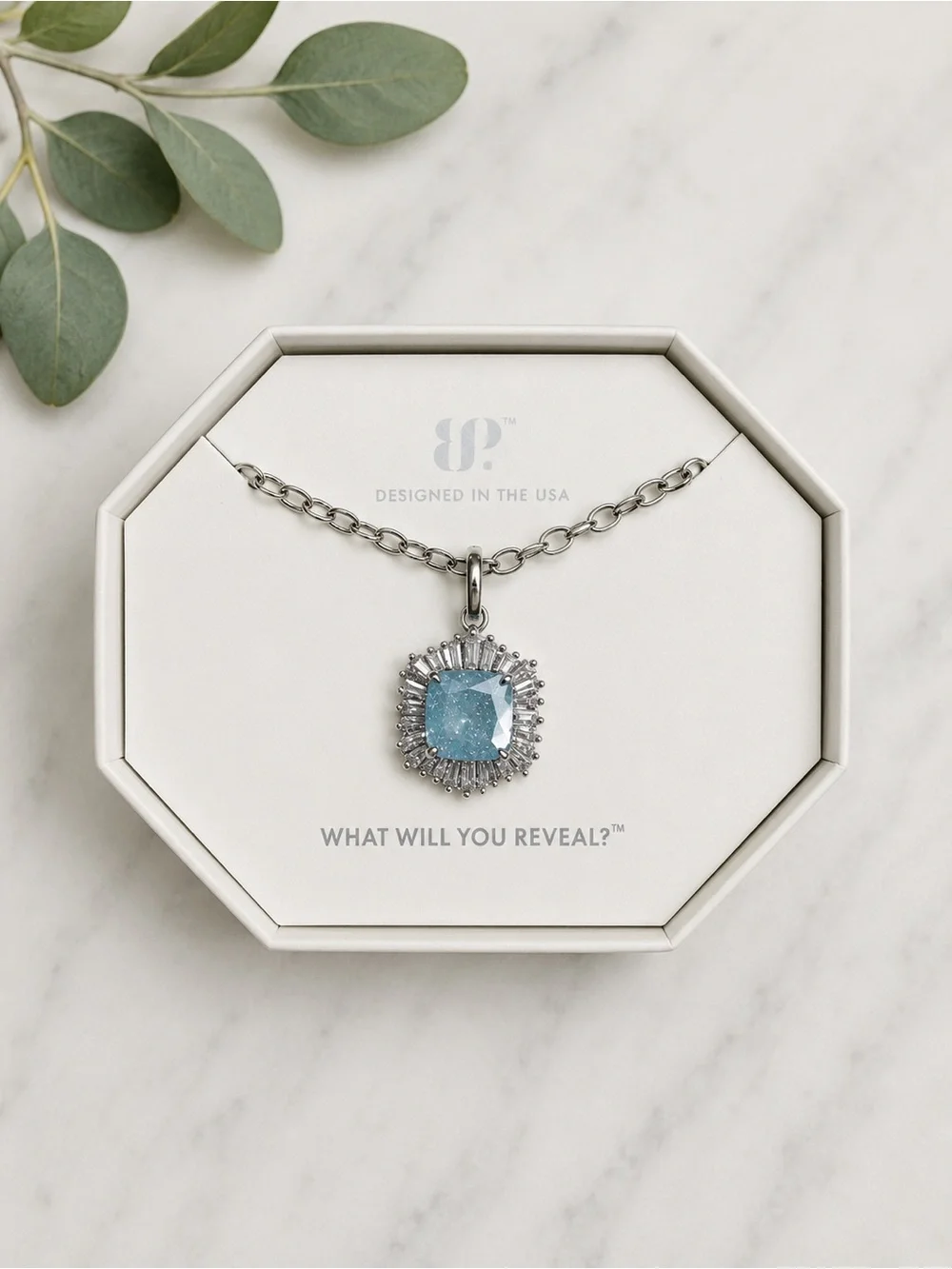 Bomb Party Silver Blue Crystal Halo Pendant Necklace NWT